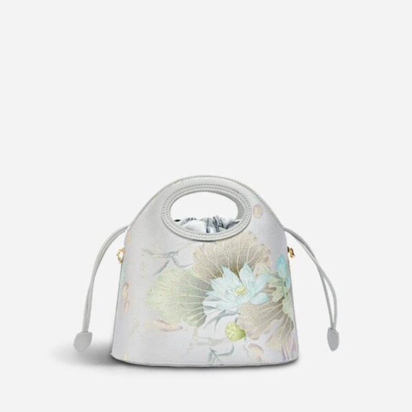 01_Printed_Jacquard_Lotus_Gray_Drawstring_Bucket_Bag_LD120670 01_Printed_Jacquard_Lotus_Gray_Drawstring_Bucket_Bag_LD120670