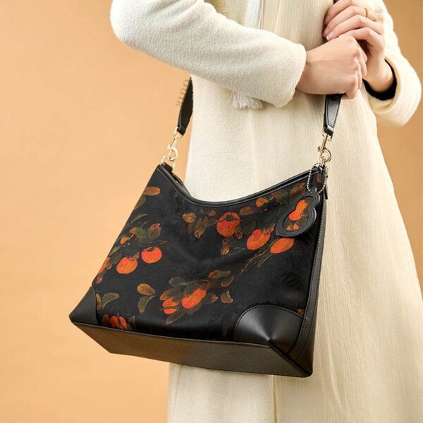 1_Xiangyunsha_Silk_Leather_Printed_Persimmon_Shoulder_Bag_YS220679 1_Xiangyunsha_Silk_Leather_Printed_Persimmon_Shoulder_Bag_YS220679