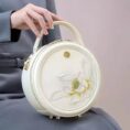 3_Sinocultural_Embroidery_Leather_White_Round_Handbag_Lotus