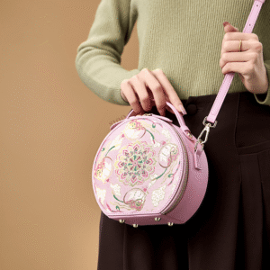 3_Song_Brocade_Pink_Retro_Round_Bag_Lotus_Lucky_Rabbit_Pattern_-_SinoCultural