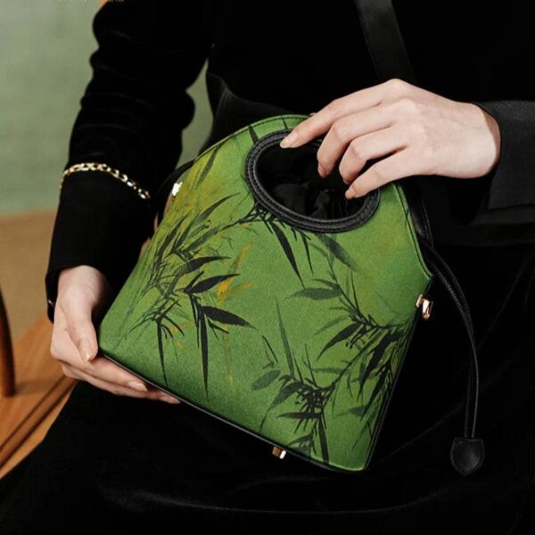 8_祥雲舎_絹_竹_緑_巾着_バケツバッグ_YS120670 8_Xiangyunsha_Silk_Bamboo_Green_Drawstring_Bucket_Bag_YS120670