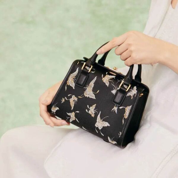 BrocadeJacquardChicBostonBagButterflyDesignJD170615-1_1 BrocadeJacquardChicBostonBagButterflyDesignJD170615-1_1