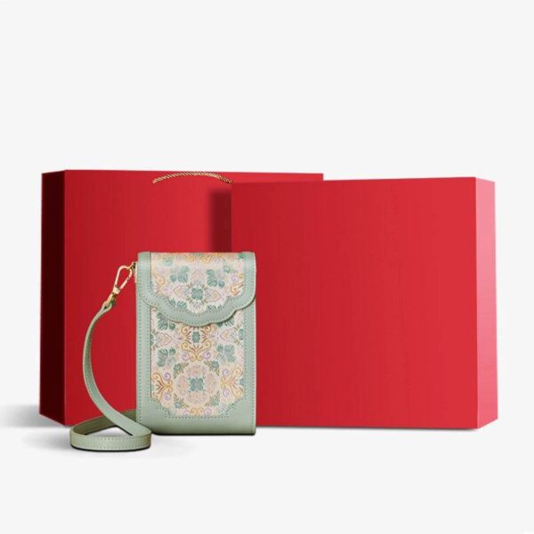 ブロケードジャカードレザーインテリケートフォンバッグウォレットJD240043_18 BrocadeJacquardLeatherIntricatePhoneBagWalletJD240043_18