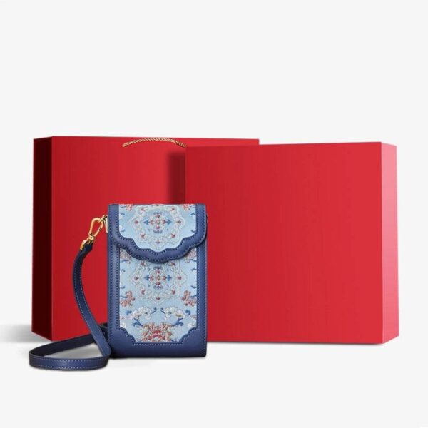 ブロケードジャカードレザーインテリケートフォンバッグウォレットJD240043_21 BrocadeJacquardLeatherIntricatePhoneBagWalletJD240043_21