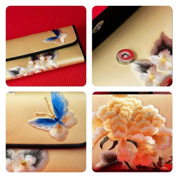 中国_手工芸_刺繍_花柄_スリム財布_中文2467411 Chinese_Handcraft_Embroidery_Floral_Slim_Handheld_Wallet_-_SinoCultural-2467411