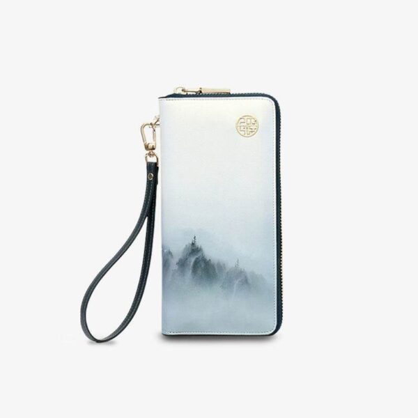 雲_山_緑_プリント_牛革財布_-_中_文化-2468327 Cloud_Mountain_Green_Printed_Cowhide_Wallet_-_SinoCultural-2468327