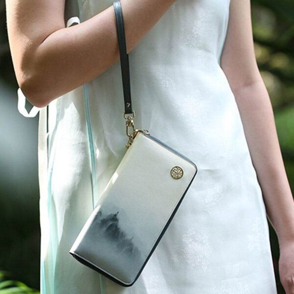 雲_山_緑_プリント_牛革財布_-_中_文化-2468347 Cloud_Mountain_Green_Printed_Cowhide_Wallet_-_SinoCultural-2468347