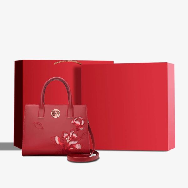 P120437_1-刺繍_レザー_ホワイト_通勤_ハンドバッグ_スカーフ付き_オーキッド P120437_1-Embroidery_Leather_White_Commuting_Handbag_Orchid_with_Scarf