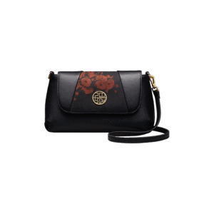 Xiangyunsha Silk Leather Black Casual Shoulder Clutch Bag