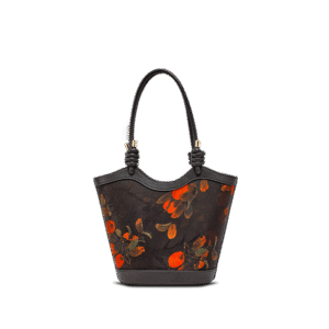 Xiangyunsha Silk Leather Printed Persimmon Shoulder Bag