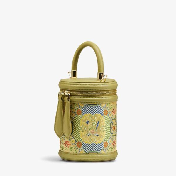 歌_ブロケード_レザー_バケット_シリンダー_バッグ_-_中文-2483224 Song_Brocade_Leather_Bucket_Cylinder_Bag_-_SinoCultural-2483224