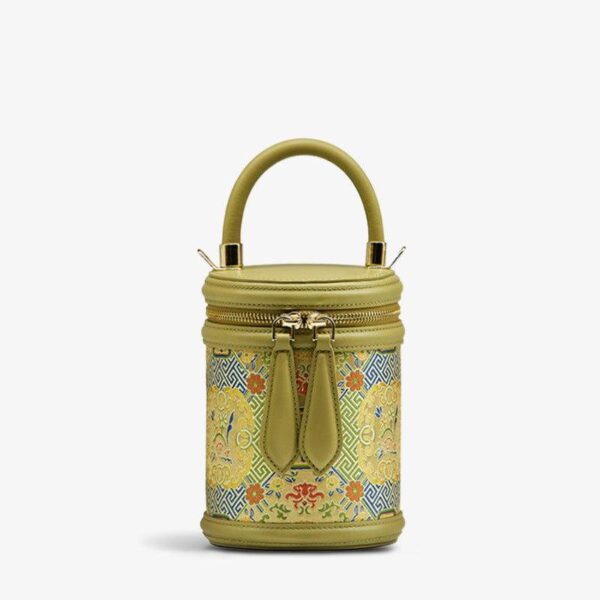 歌_ブロケード_レザー_バケット_シリンダー_バッグ_-_中文-2483233 Song_Brocade_Leather_Bucket_Cylinder_Bag_-_SinoCultural-2483233