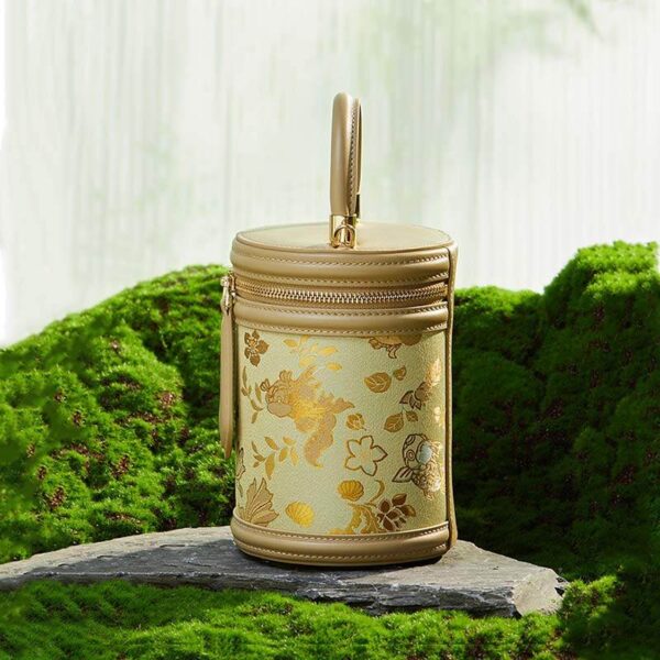 歌_ブロケード_レザー_バケット_シリンダー_バッグ_-_中文-2483332 Song_Brocade_Leather_Bucket_Cylinder_Bag_-_SinoCultural-2483332