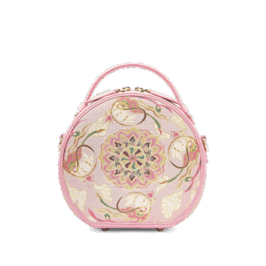 Song Brocade Powder Round Bag Lotus & Lucky Rabbit Pattern