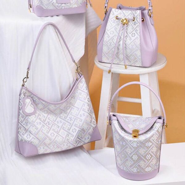 ZhuangBrocadeLeatherBucketCrossbodyBagRomanticPurpleFJ120768_2 ZhuangBrocadeLeatherBucketCrossbodyBagRomanticPurpleFJ120768_2
