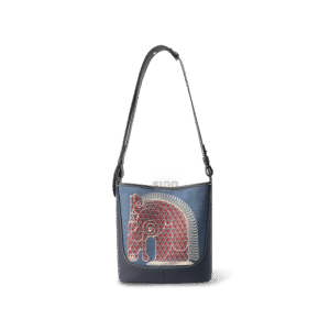 Chinoiserie Horse Pattern Embroidered Leather Crossbody Bag