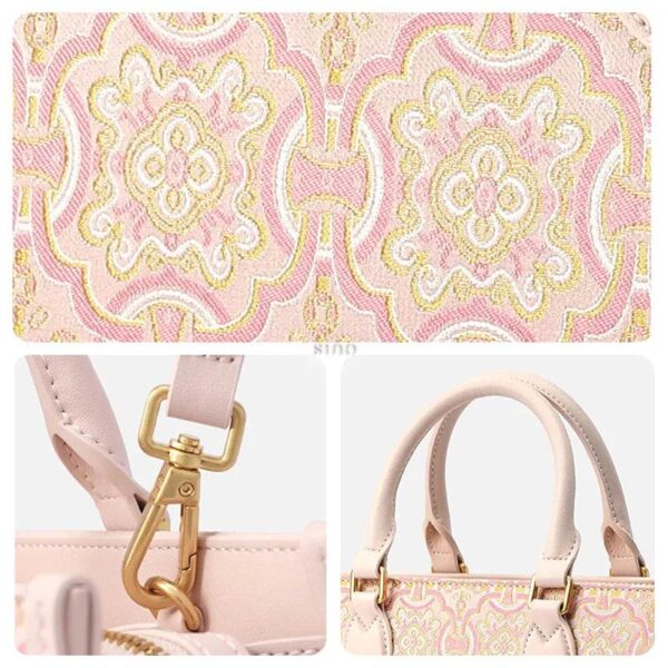 song-brocade-leather-handbag-pink-gold-dingsheng-motif-detail-pattern-lock-strap song-brocade-leather-handbag-pink-gold-dingsheng-motif-detail-pattern-lock-strap