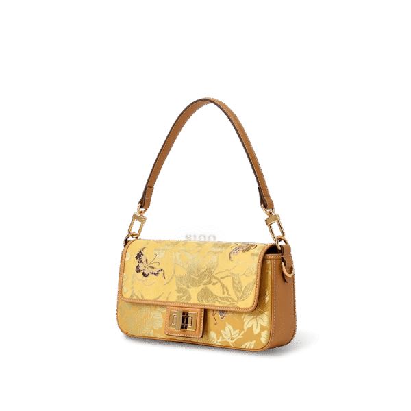 yunjin-ブロケードレザーハンドバッグ-刺繍蝶柄-サイドビュー yunjin-brocade-leather-handbag-embroidered-butterfly-pattern-side-view